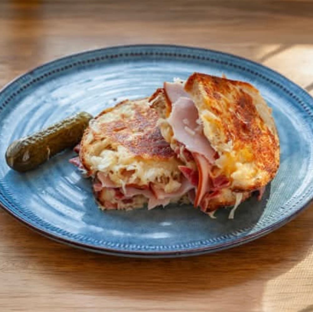 Ham and Cheese: Ham, herb mayo, pickles and cheese